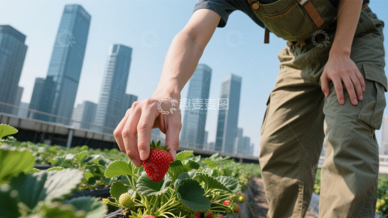 高清大图下载【趣麦麦图】都市草莓采摘新鲜