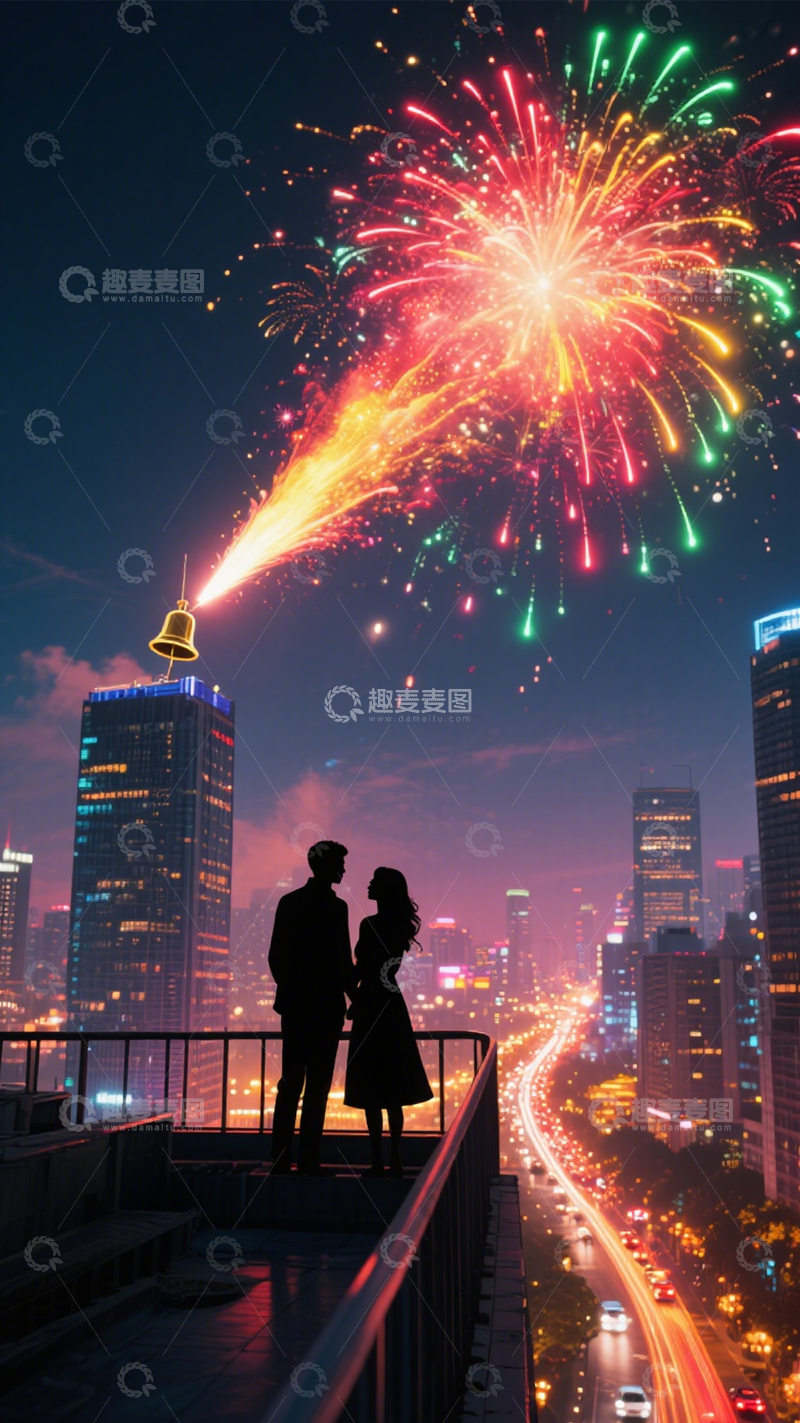 高清大图下载【趣麦麦图】城市烟花浪漫约会3