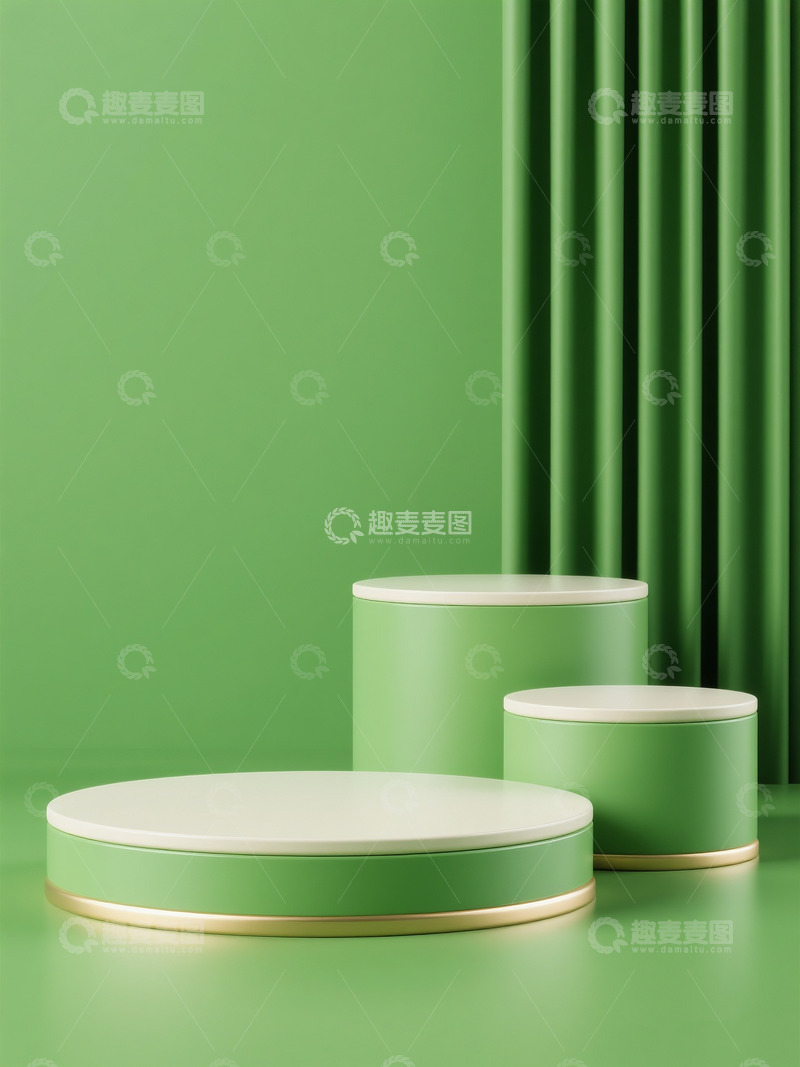 高清大图下载【趣麦麦图】绿色清新产品背景展示台