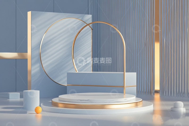 高清大图下载【趣麦麦图】产品展示蓝色空间立体背景