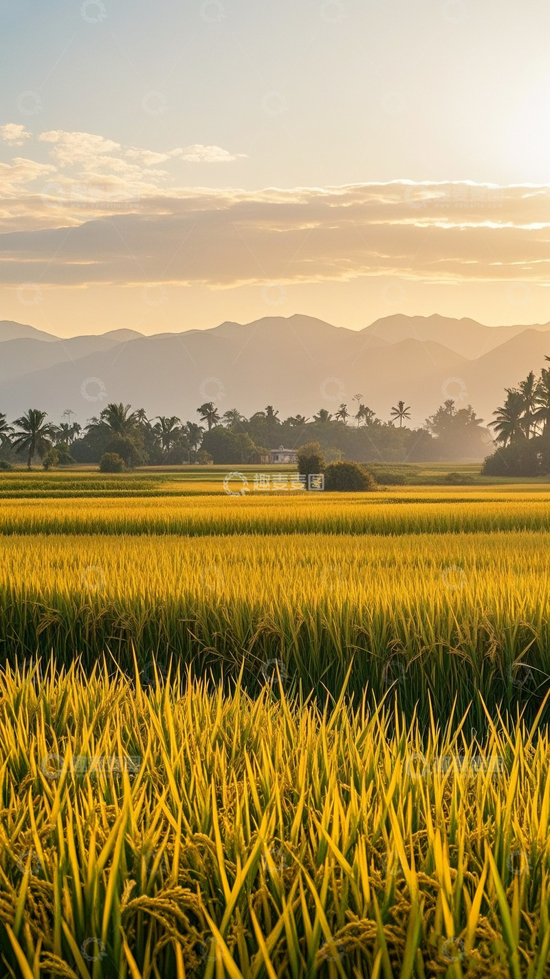 高清大图下载【趣麦麦图】中午太阳照耀的麦田
