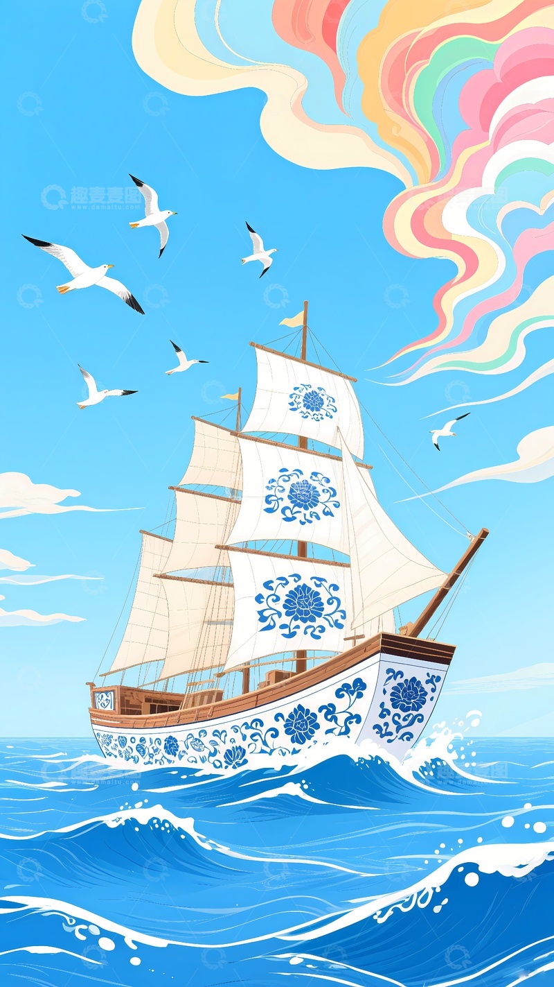 高清大图下载【趣麦麦图】手机壳图案扬帆起航插图
