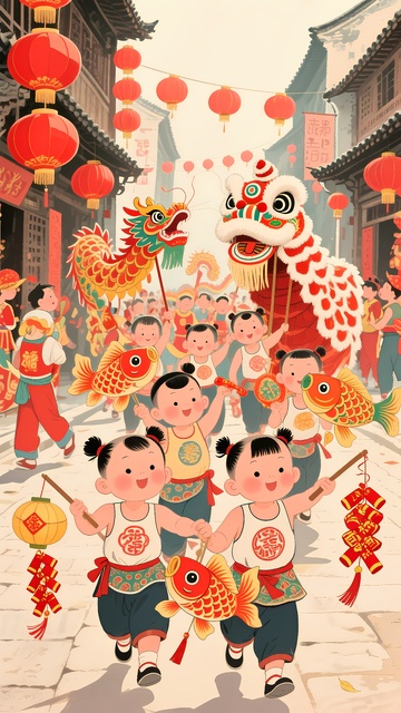 手机壳图案舞狮