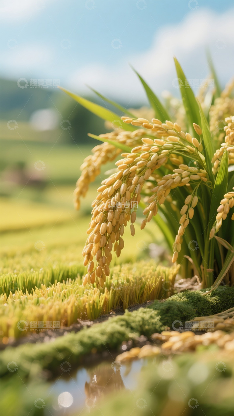 高清大图下载【趣麦麦图】金黄饱满的成熟稻穗特写3