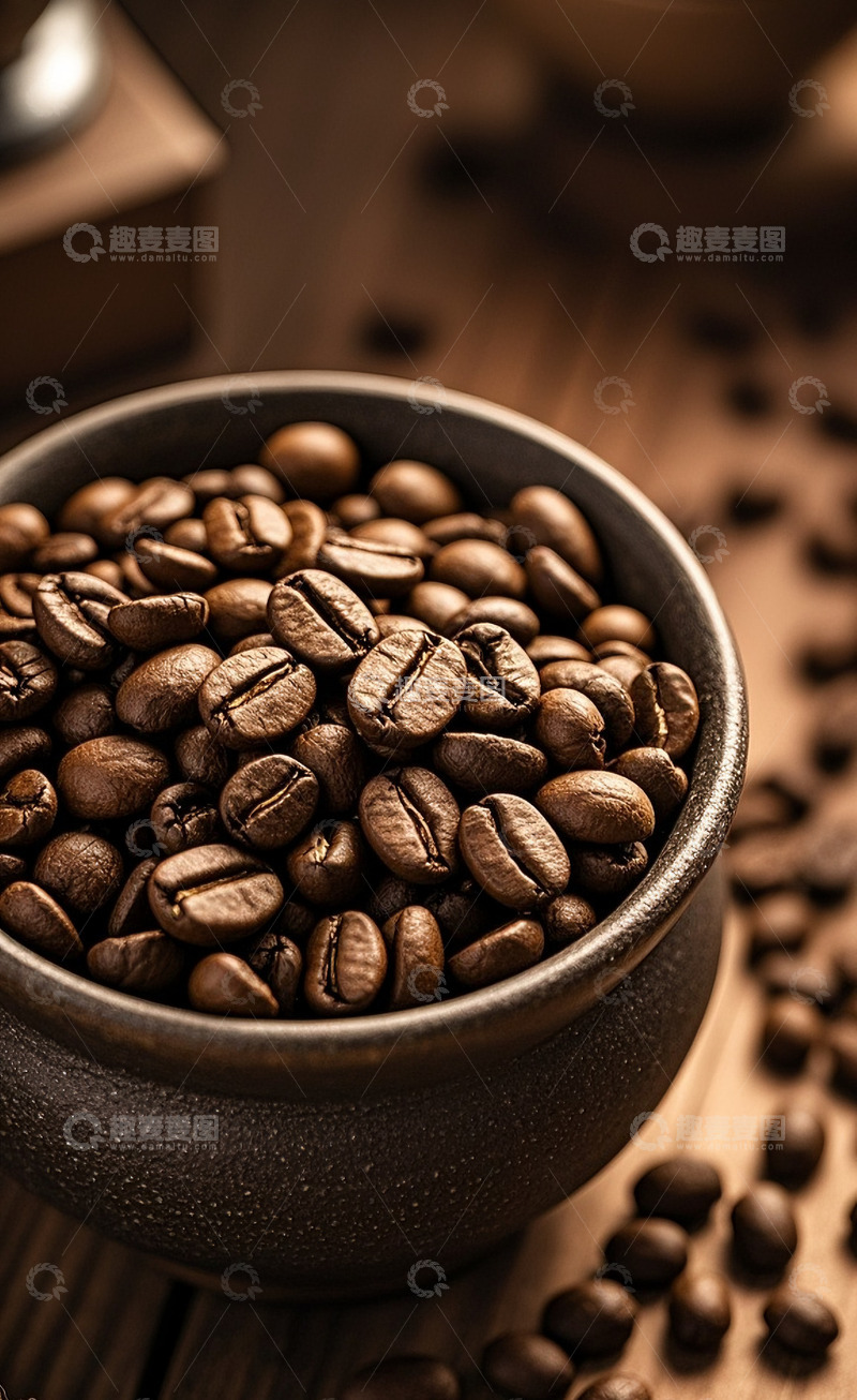 高清大图下载【趣麦麦图】烘焙咖啡豆与咖啡特写