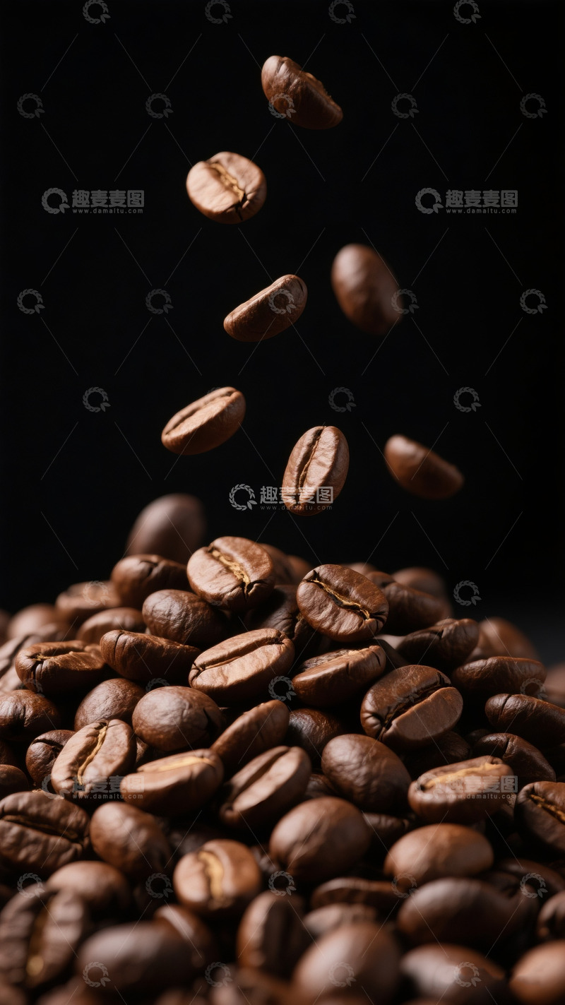 高清大图下载【趣麦麦图】咖啡豆的动感洒落瞬间2