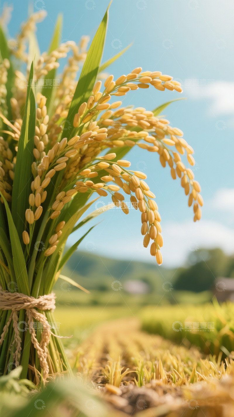 高清大图下载【趣麦麦图】金黄饱满的成熟稻穗特写5