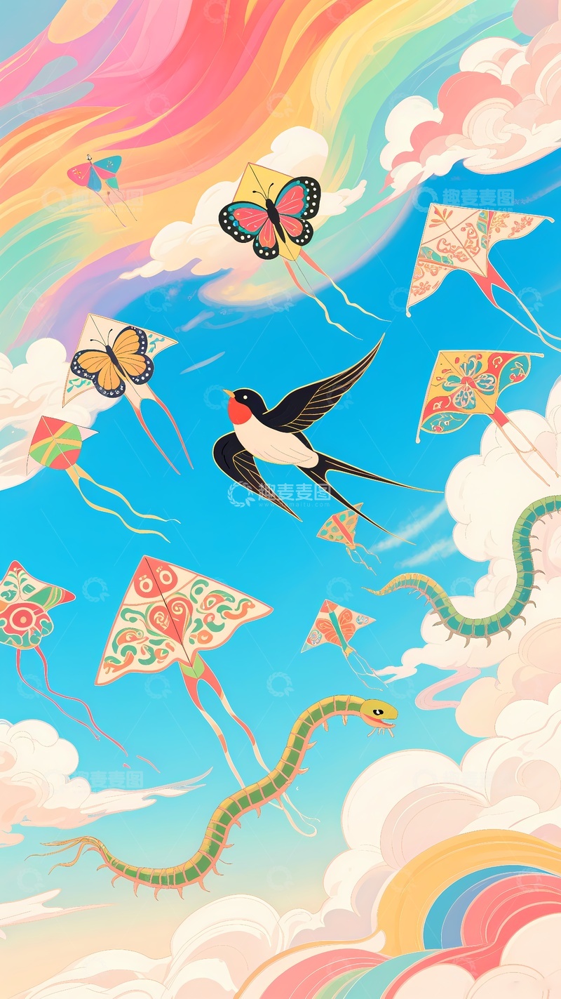高清大图下载【趣麦麦图】手机壳图案风筝自由