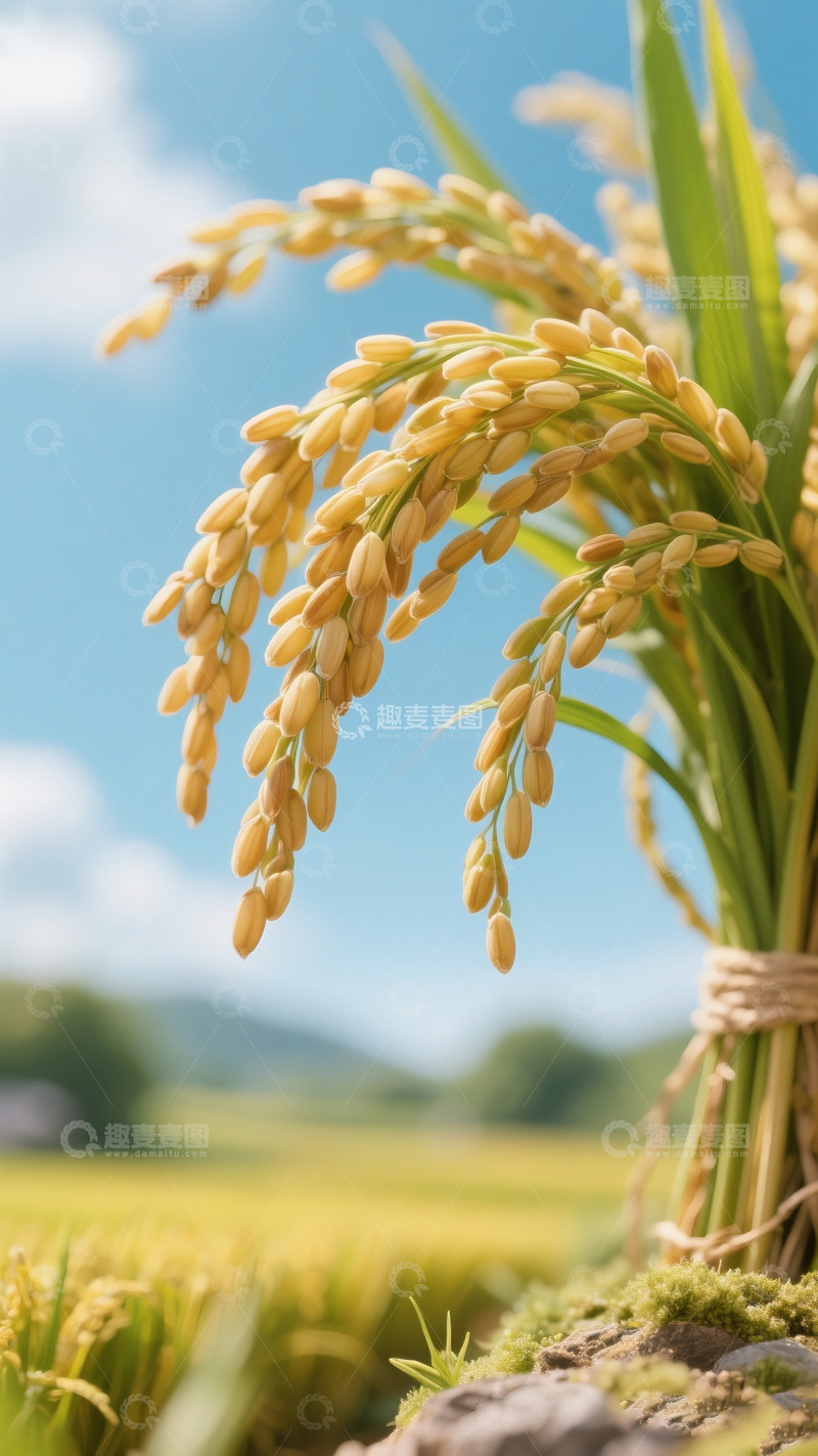 高清大图下载【趣麦麦图】金黄饱满的成熟稻穗特写4