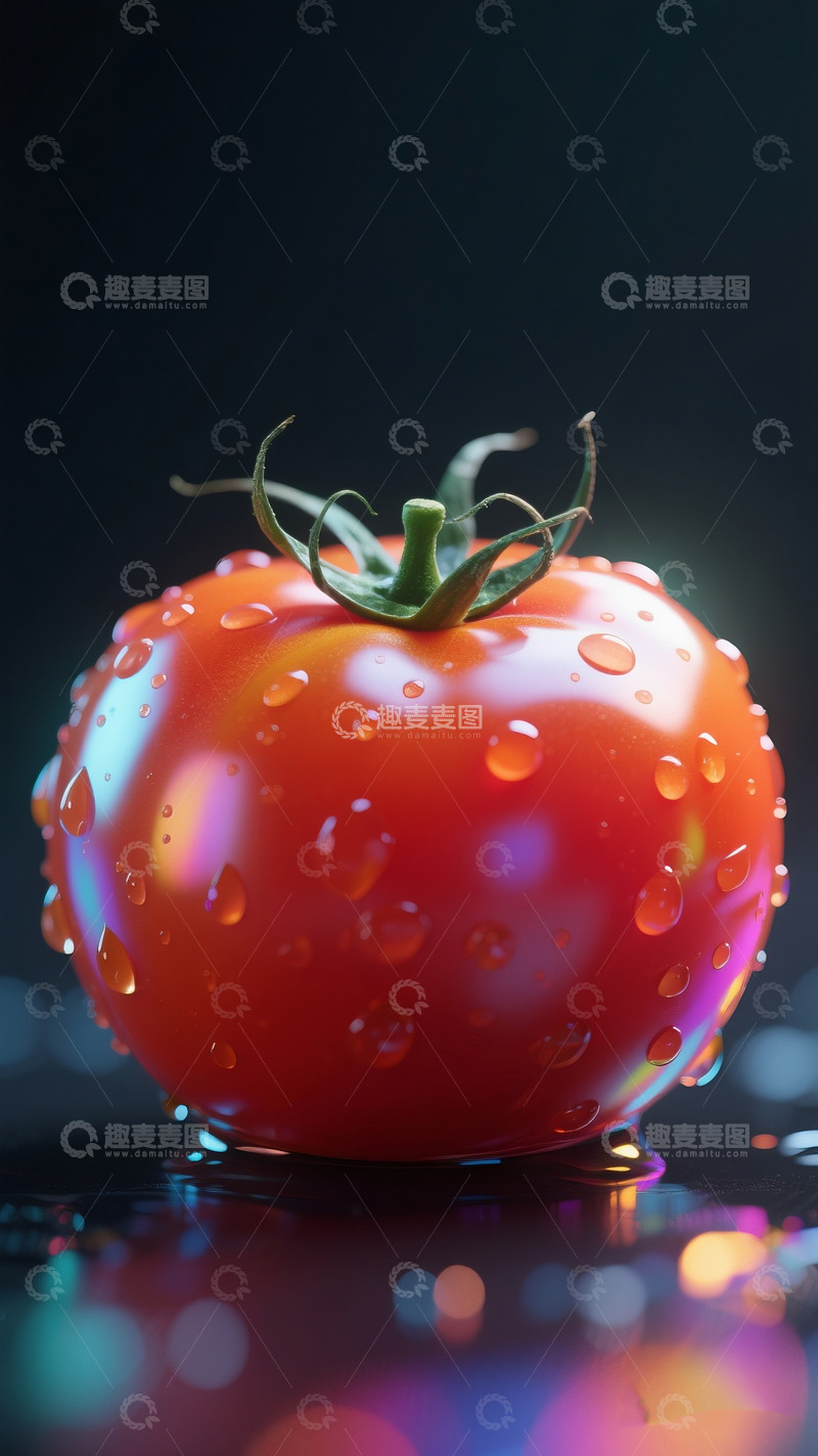 高清大图下载【趣麦麦图】带水珠的新鲜红番茄3