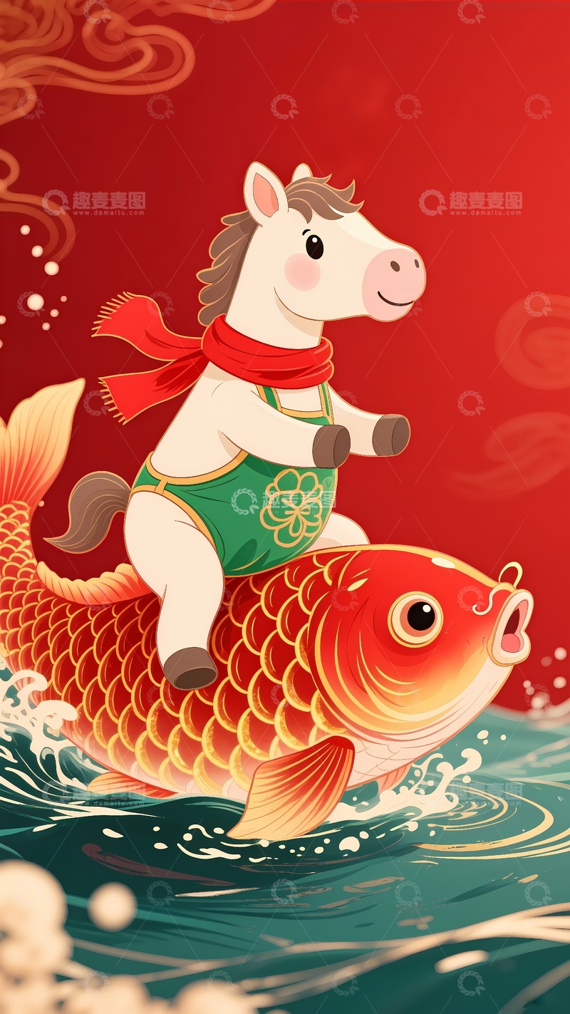 高清大图下载【趣麦麦图】红包图案红包封面马2