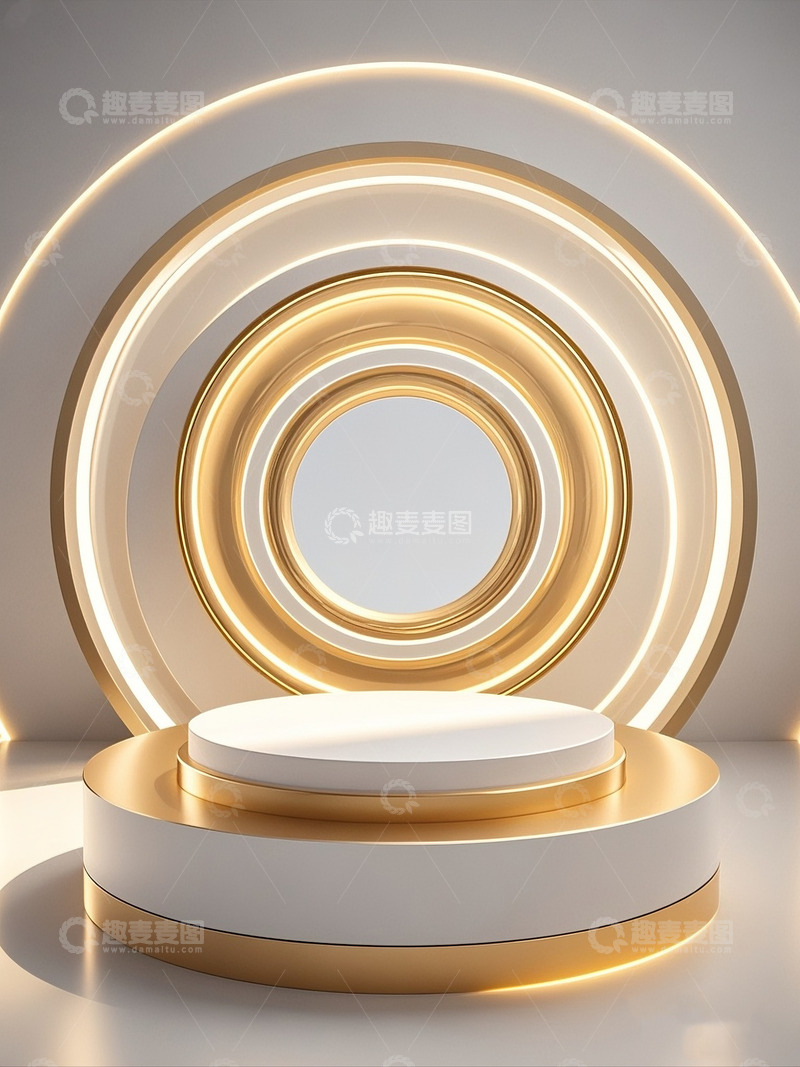 高清大图下载【趣麦麦图】金色立体圆环展示台
