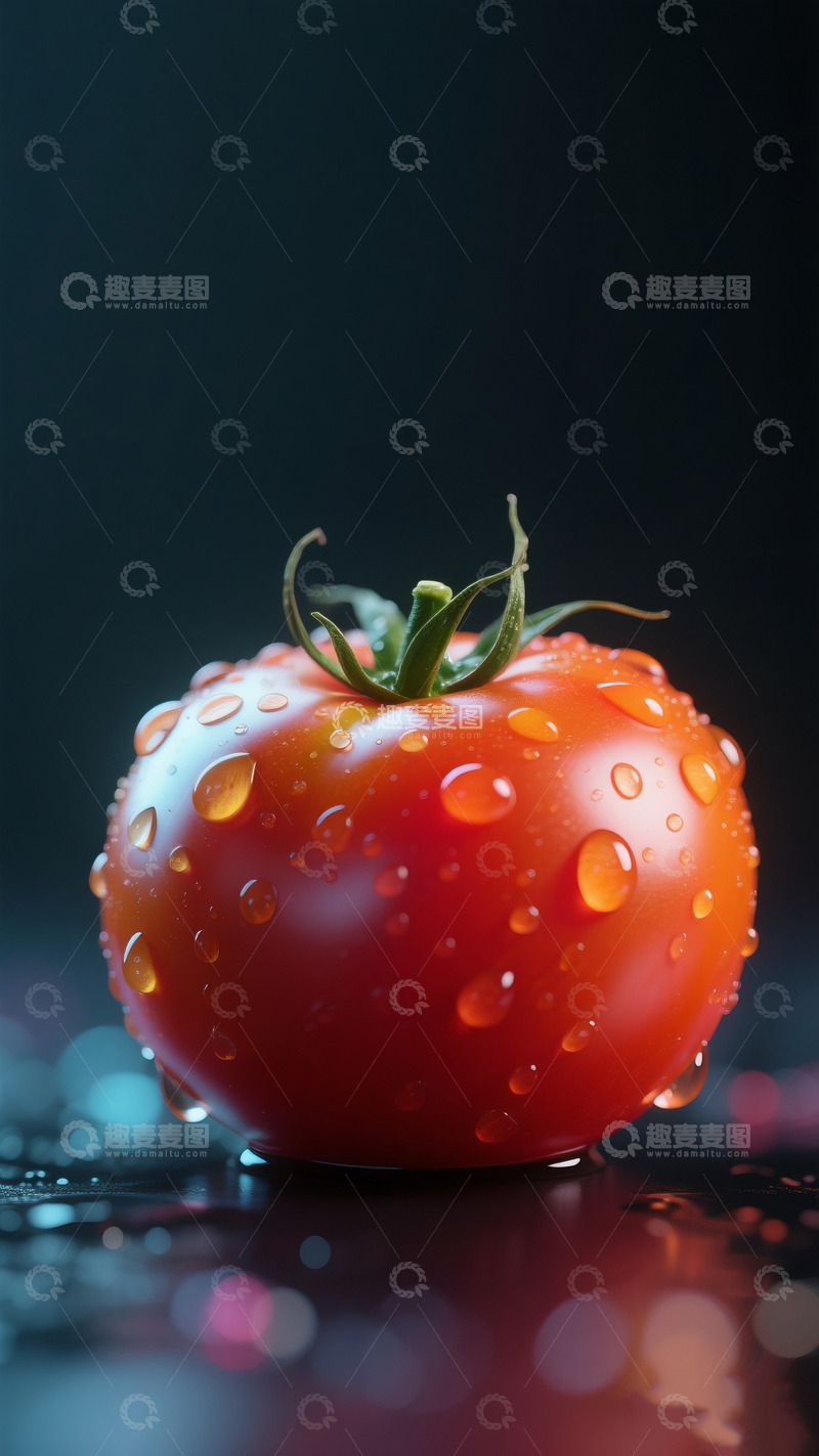 高清大图下载【趣麦麦图】带水珠的新鲜红番茄1