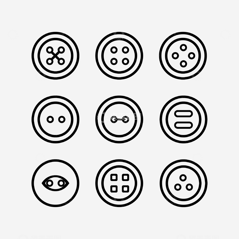 电商免扣素材纽扣图标扣子服装辅料