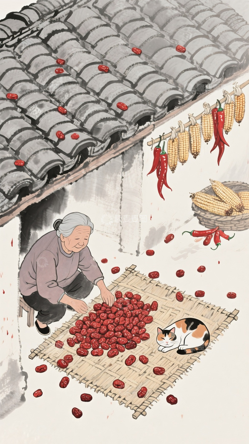 雨中老人与猫的农家生活