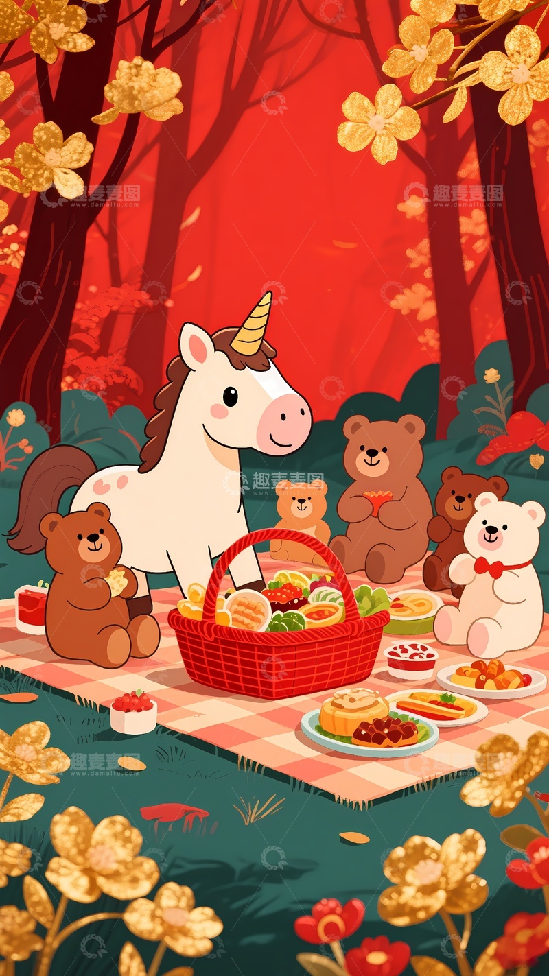 高清大图下载【趣麦麦图】红包图案红包封面马1