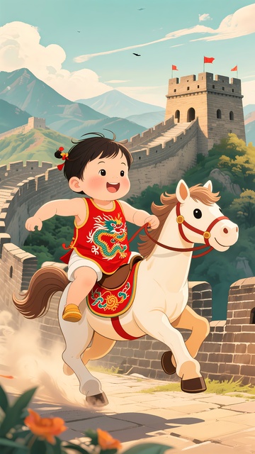 手机壳图案小孩骑马