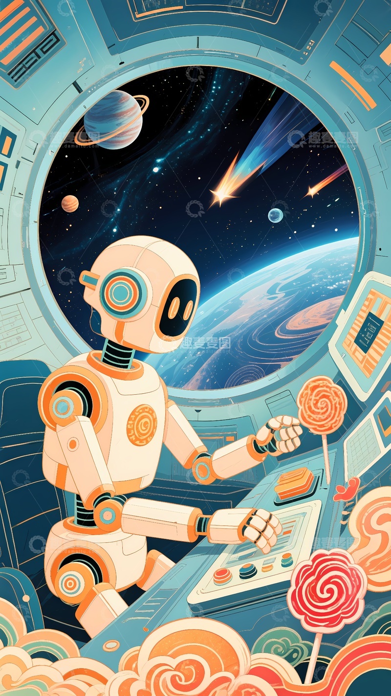 高清大图下载【趣麦麦图】手机壳图案宇宙机器人