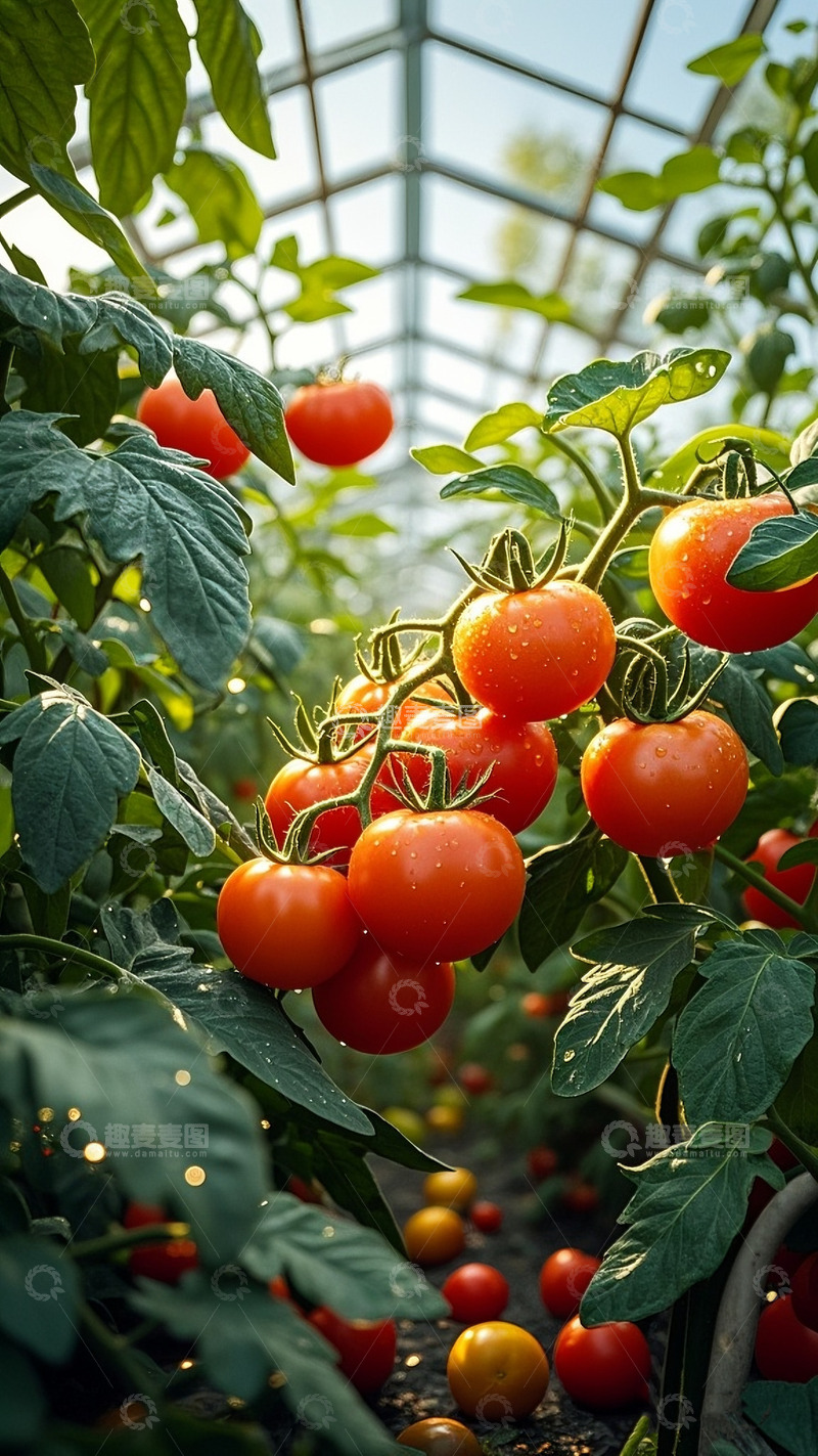 高清大图下载【趣麦麦图】温室里饱满的成熟番茄