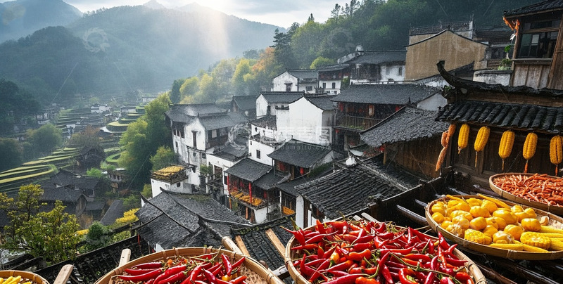 高清大图下载【趣麦麦图】村落的多彩丰收景象3