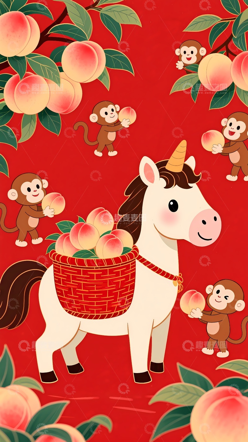 高清大图下载【趣麦麦图】手机壳图案马年吉祥