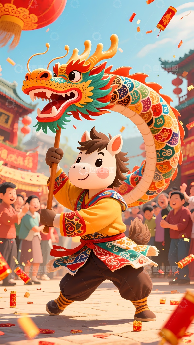 高清大图下载【趣麦麦图】红包图案舞龙