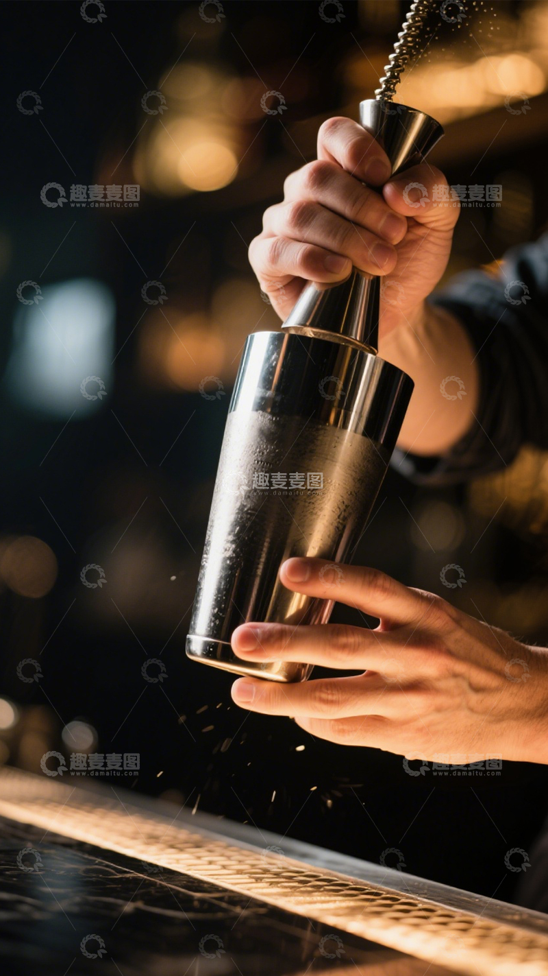 高清大图下载【趣麦麦图】调酒动作专业夜晚