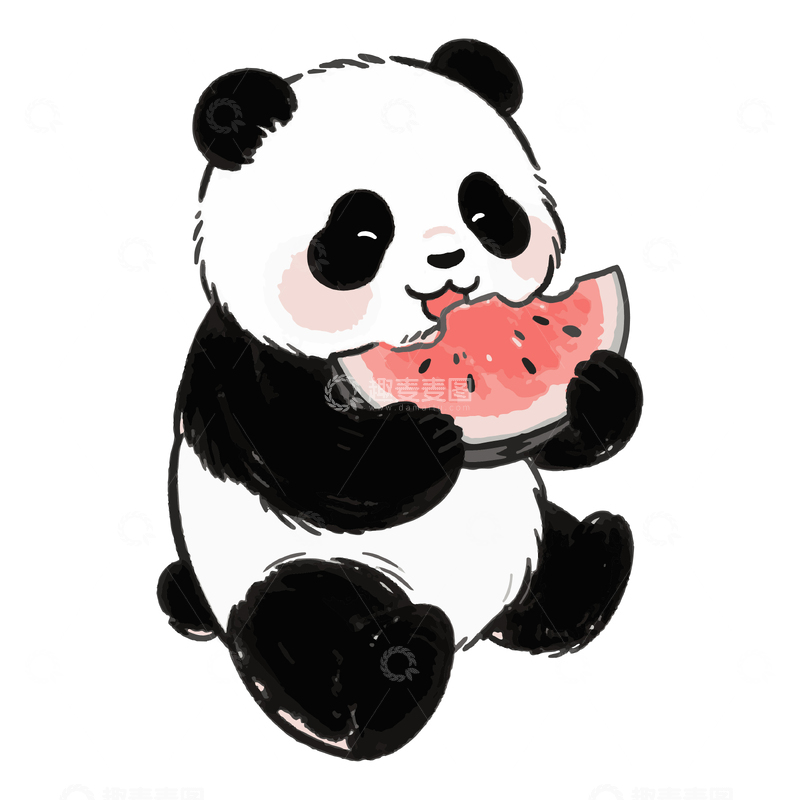 熊猫开心吃西瓜