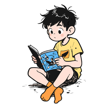 坐在地上看书的男生