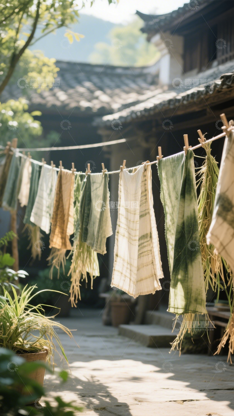 高清大图下载【趣麦麦图】古村晒布传统文艺2