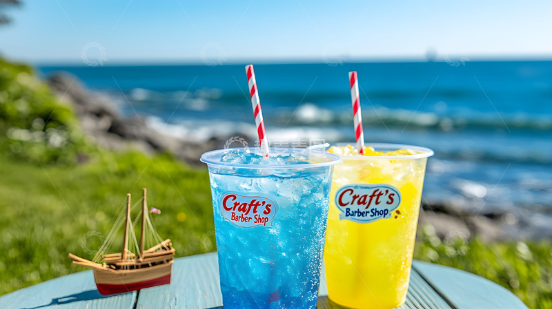 高清大图下载【趣麦麦图】夏日海边的彩色冷饮2