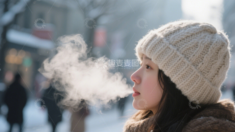 高清大图下载【趣麦麦图】冬日街头雪景温暖氛围3