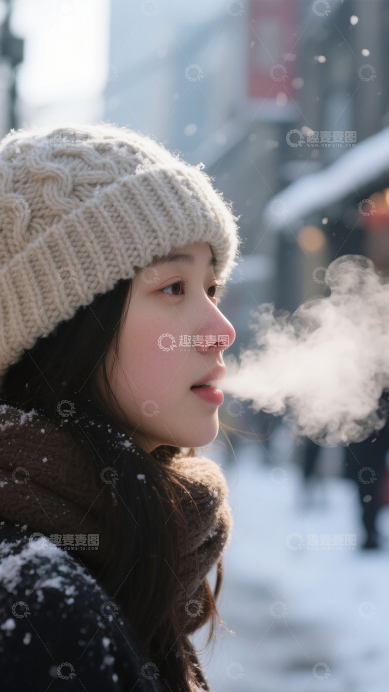 高清大图下载【趣麦麦图】冬日街头雪景温暖氛围1