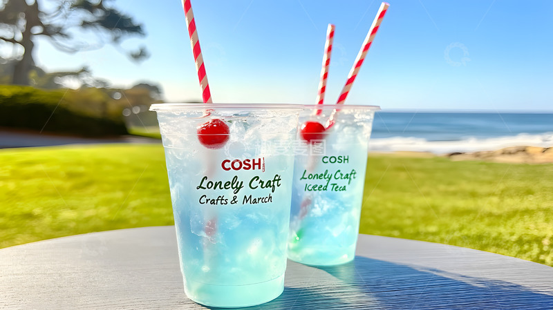高清大图下载【趣麦麦图】夏日海边的彩色冷饮1