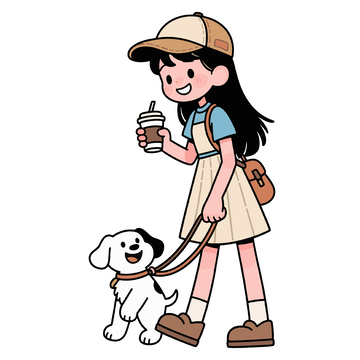 溜小狗的女孩