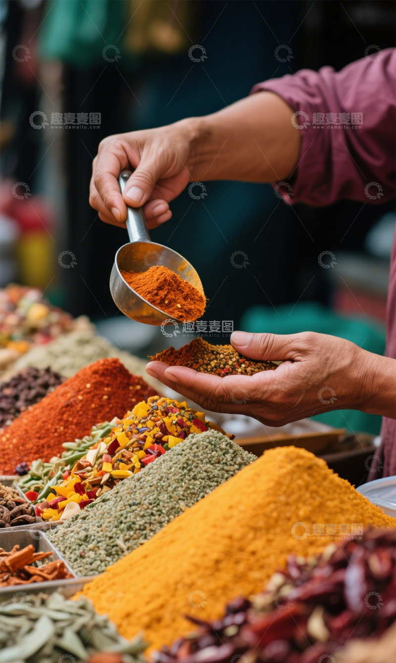 高清大图下载【趣麦麦图】香料市场调味传统美食2