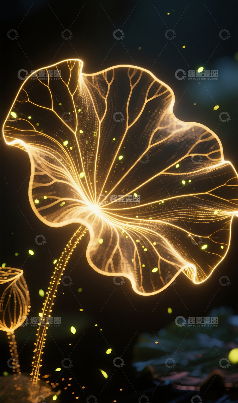 高清大图下载【趣麦麦图】金色梦幻荷叶3