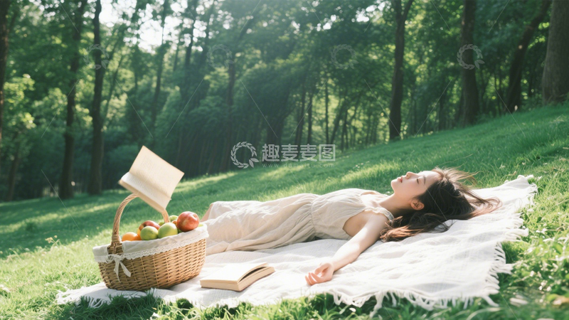 高清大图下载【趣麦麦图】森林野餐自然治愈1