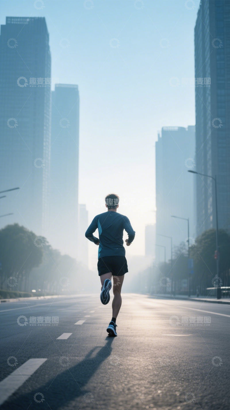 高清大图下载【趣麦麦图】城市晨跑活力健康2