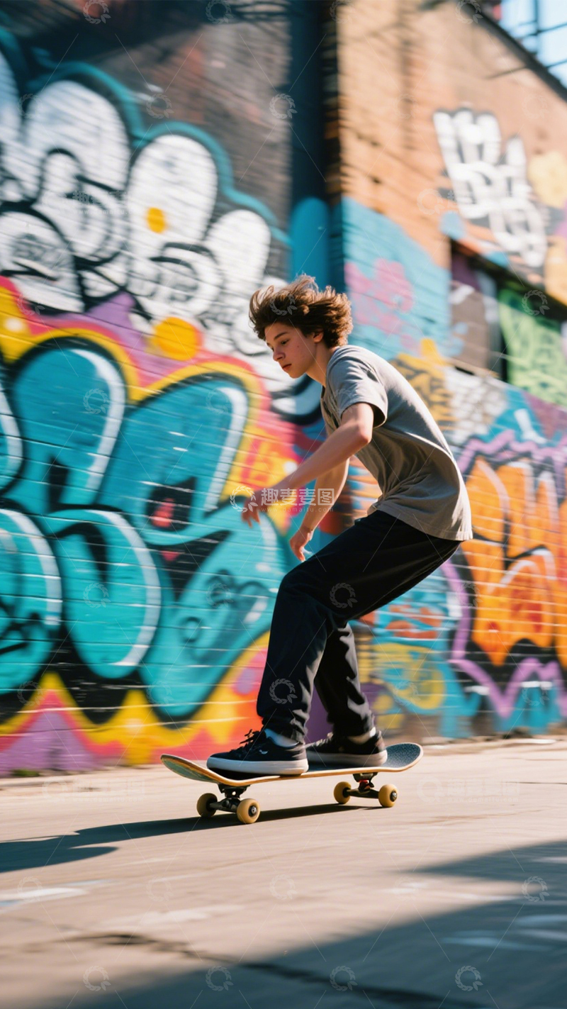高清大图下载【趣麦麦图】街头滑板活力青春