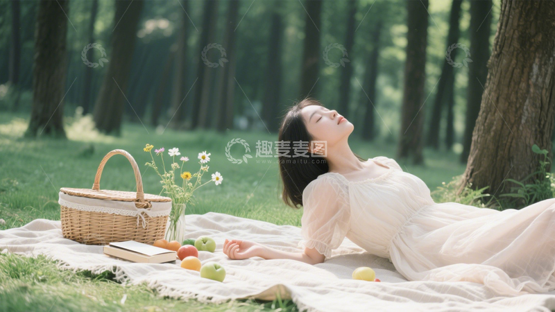 高清大图下载【趣麦麦图】森林野餐自然治愈3