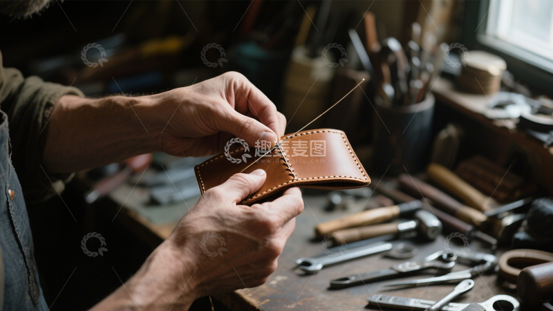 高清大图下载【趣麦麦图】手工皮具匠心工艺