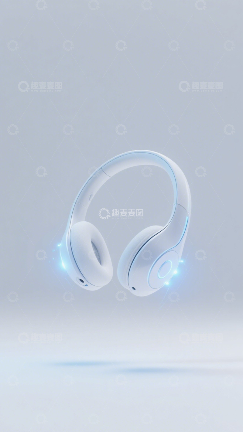 高清大图下载【趣麦麦图】科技耳机光影时尚1