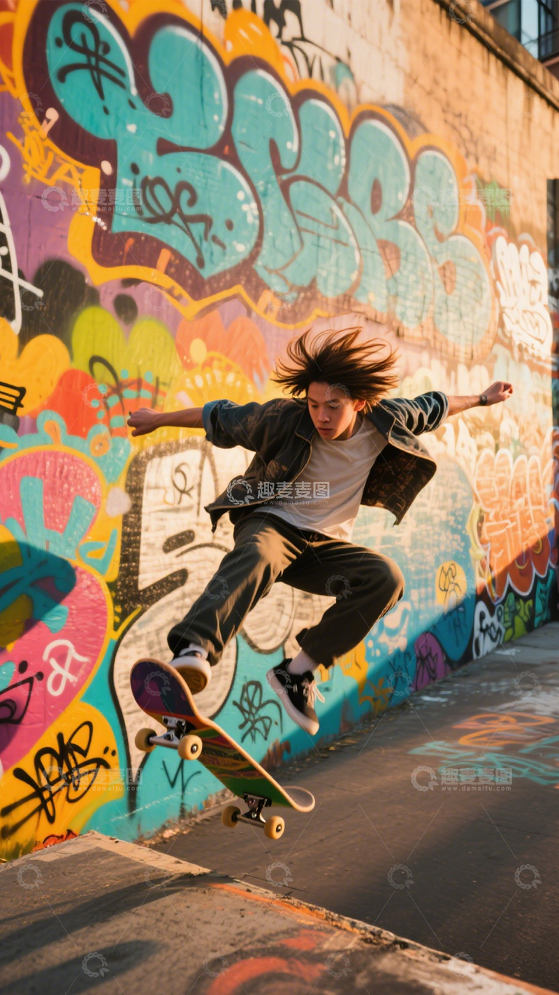 高清大图下载【趣麦麦图】街头滑板活力青春1