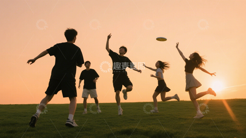 高清大图下载【趣麦麦图】飞盘运动活力团队