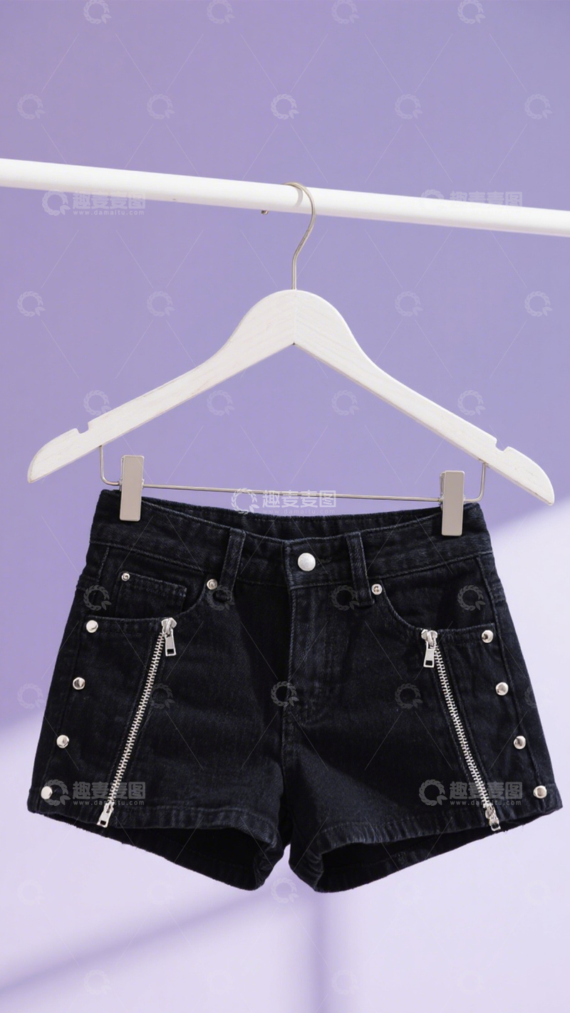 高清大图下载【趣麦麦图】牛仔短裤休闲穿搭