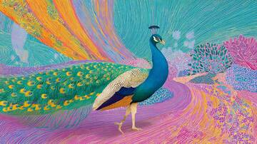 孔雀  插画  优美2