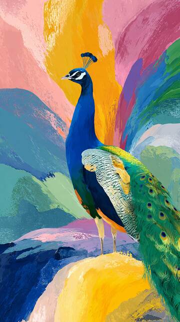 孔雀  插画  优美8