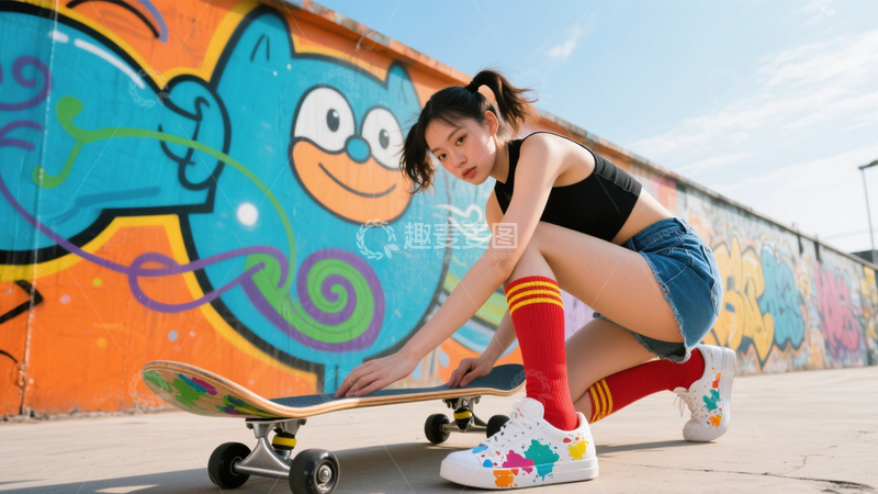 高清大图下载【趣麦麦图】街头滑板潮流青春1
