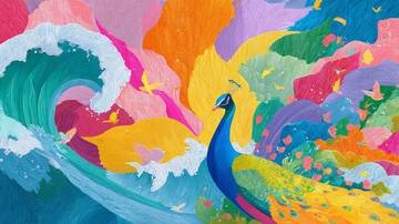 孔雀  插画  优美